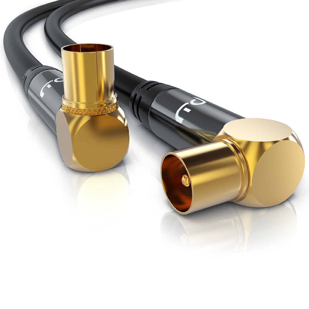 CSL - 12,5m 8k 4k HDTV Antennenkabel 75 Ohm 90 gewinkelt - Stecker 90 Grad Kupplung 90 Grad- DVB-T u