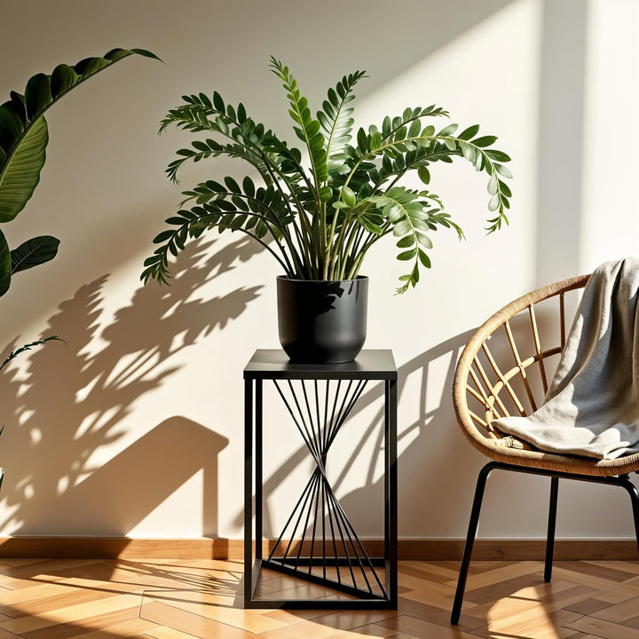 Pflanzenständer River - 24x24x40cm - Farbe Schwarz - für Zimmerblumen - Metallregal - Dekorativer Ti