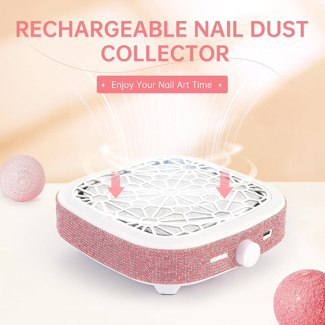Nagelstaubabsauger Akku 6000RPM Staubabsaugung für Nägel Kompakter Pink-strass, Pink-strass
