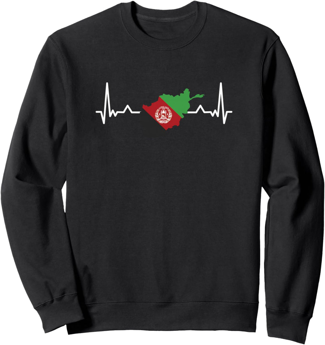 Afghanische Flagge Herzschlag Länderumriss Afghanistan Sweatshirt