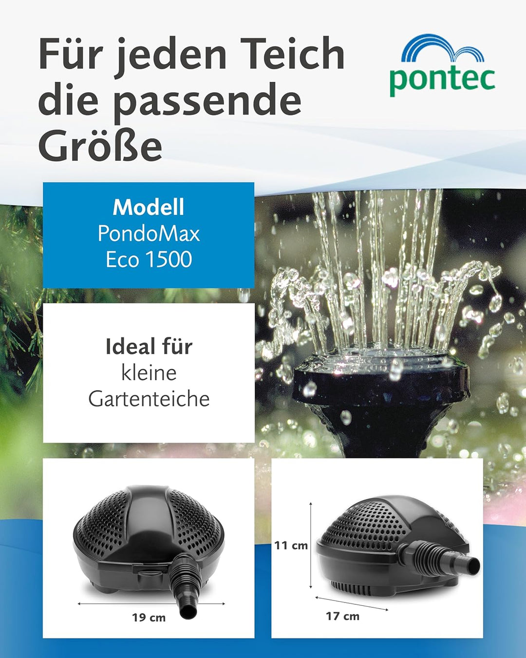 Pontec 50851 Filter- und Bachlaufpumpe PondoMax Eco 1500 | Filterpumpe | Pumpe | Teichpumpe |