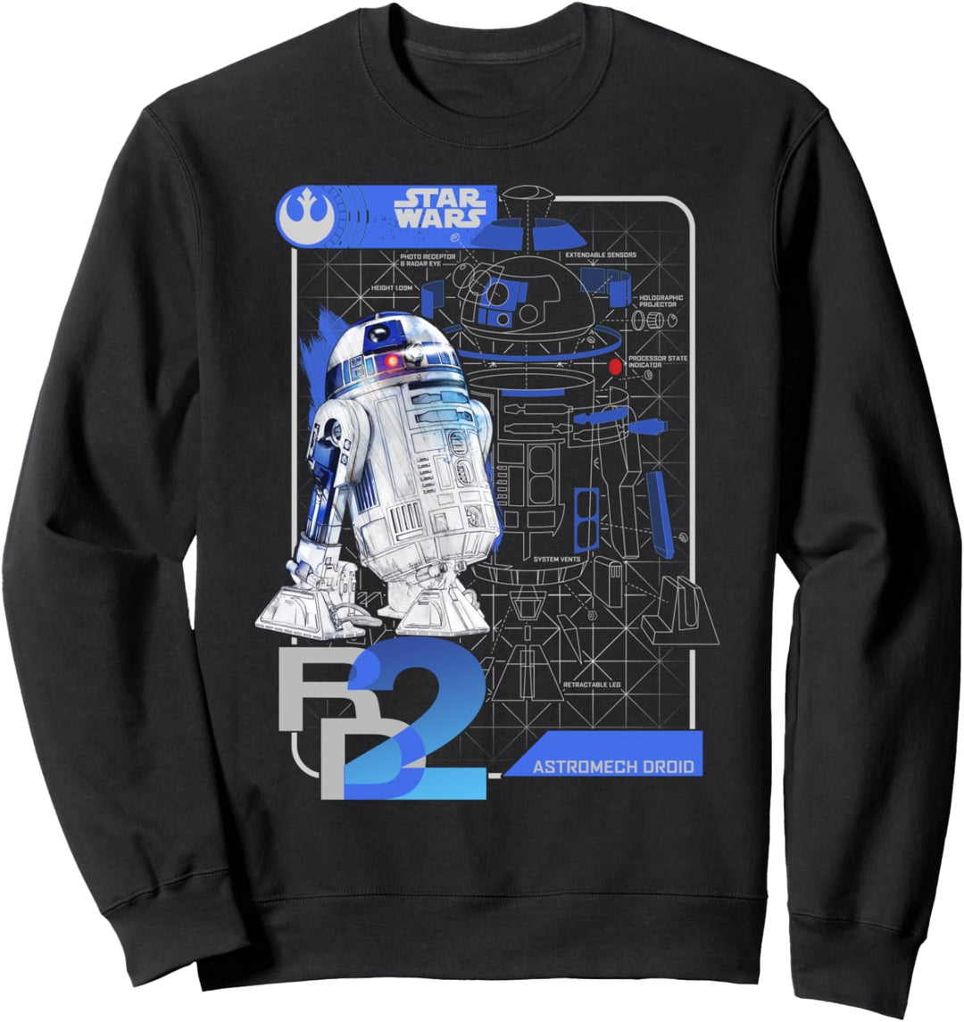 Star Wars The Last Jedi R2-D2 Simple Schematics Poster Sweatshirt