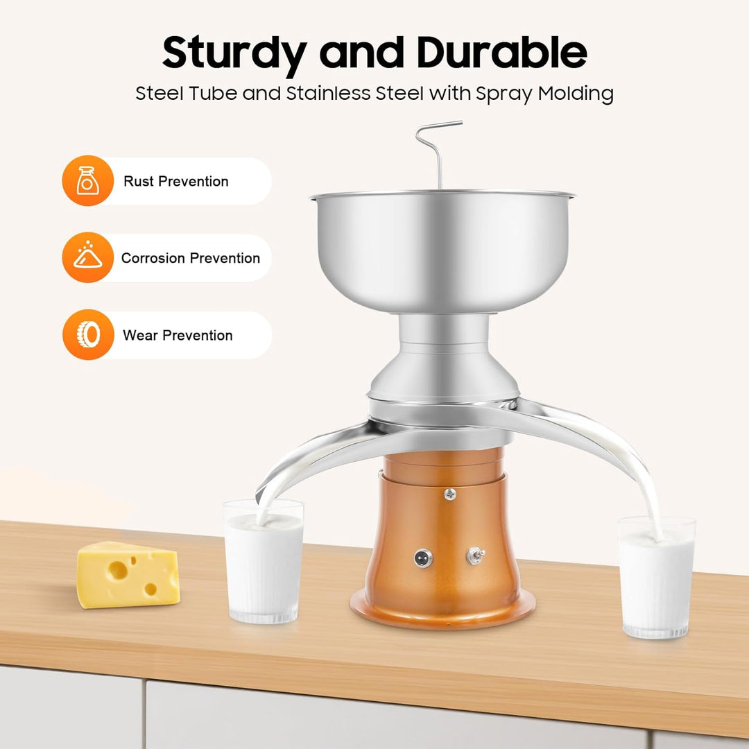 Lightakai Elektrische Milchzentrifuge, 50 L/H Profi Milchseparator Separator Milch Zentrifuge Milchs