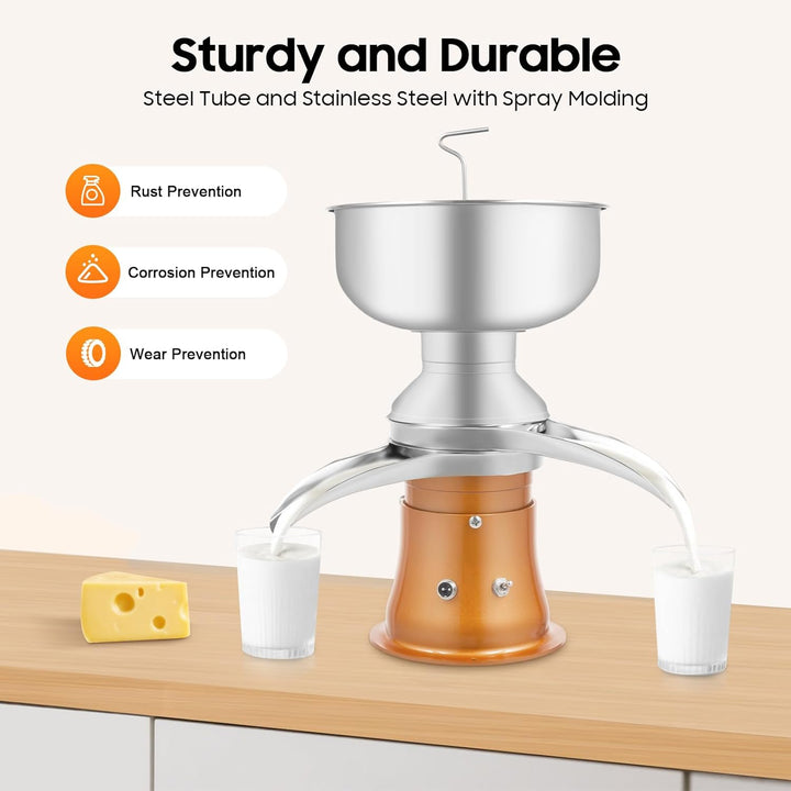 Lightakai Elektrische Milchzentrifuge, 50 L/H Profi Milchseparator Separator Milch Zentrifuge Milchs