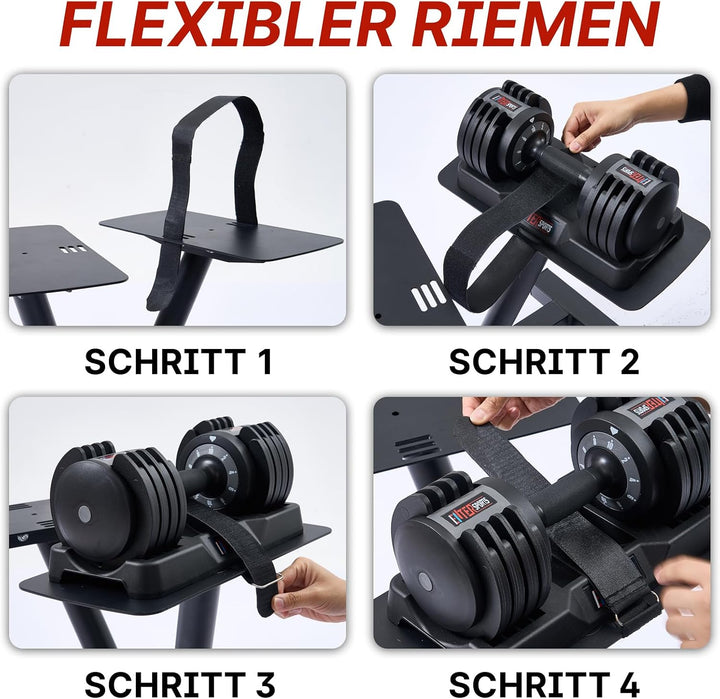 EnterSports Verstellbarer Hantelständer mit Rollen,Strapazierfähiges Hantelgestell (3–50 kg), 100 kg