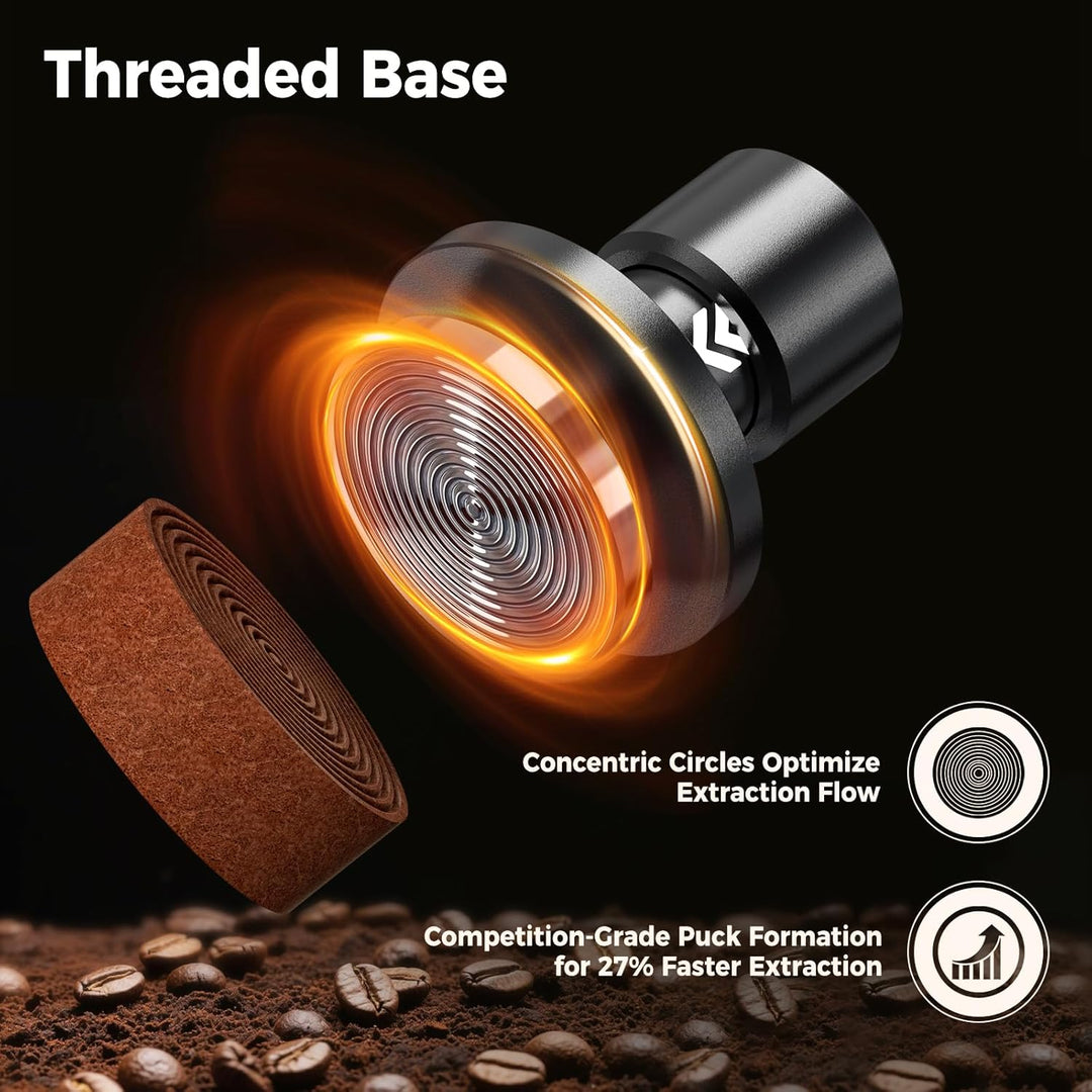 IKAPE 51MM V6 Impact Espresso Tamper with Sound Feedback, 15lb/30lb Interchangeable Springs, Espress