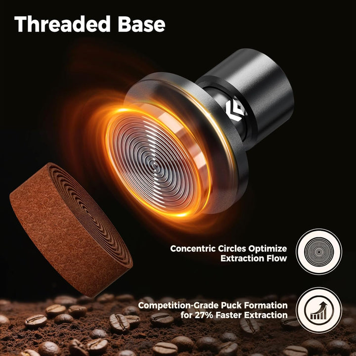 IKAPE 51MM V6 Impact Espresso Tamper with Sound Feedback, 15lb/30lb Interchangeable Springs, Espress