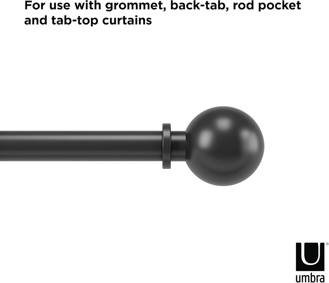 Umbra Bolas ausziehbare Teleskop Gardinenstange mit 2,5 cm Durchmesser, 92-184cm, Schwarz Matt 92-18