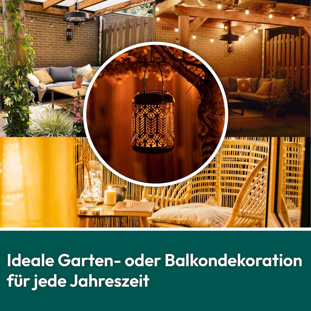 Gadgy Solarlaterne für Aussen Hängend | 2 Stück mit Pfau-Motiv | Solar Laternen für Draussen | LED L