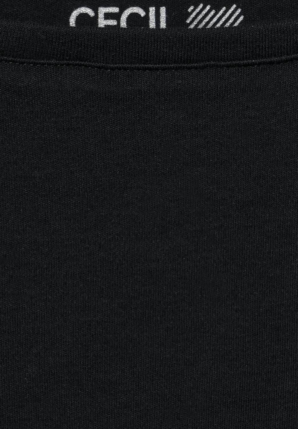 Cecil Women's Basic Cotton Shirt, Boat Neckline XS Schwarz_old Version, XS Schwarz_old Version