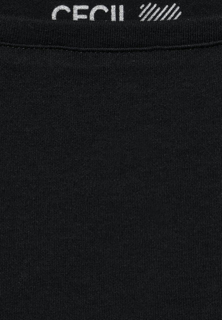 Cecil Women's Basic Cotton Shirt, Boat Neckline XS Schwarz_old Version, XS Schwarz_old Version