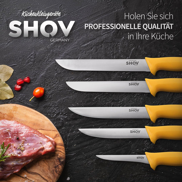 Shov Küchenmesser Set – Premiumqualität | Profi Küchenmesser | Kochmesser Set | Fleischmesser | Ausb
