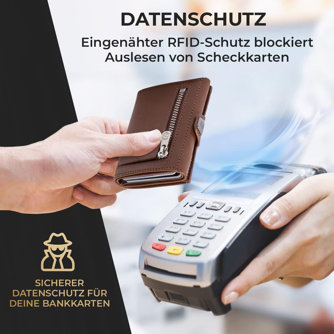 slimpuro Tryo Airtag Wallet, Airtag Geldbörse aus Leder, Geldbörse für Herren Klein mit Münzfach, Kr
