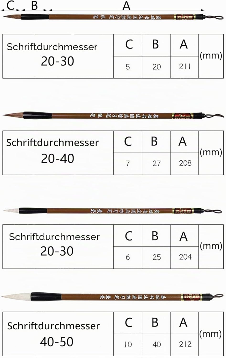 10-teilig Chinesischer Kalligraphie Pinsel Set, Chinesisch, Künstlerbedarf, Malerei Inkstone mit Chi