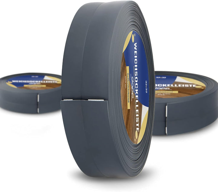 DQ-PP WEICHSOCKELLEISTE | 25m | graphit | 32x23mm | PVC | selbstklebend | Knickwinkel Fussleisten Gu