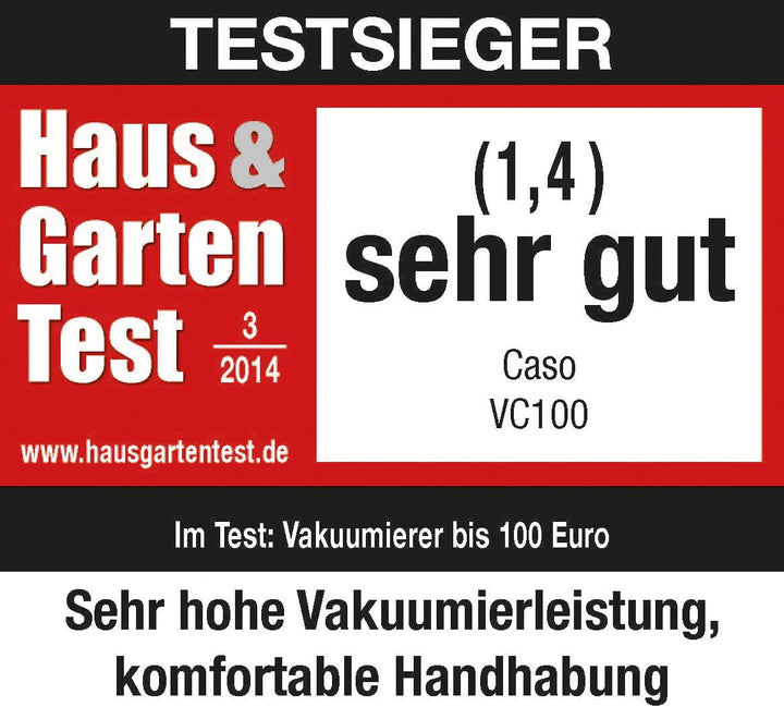 CASO VC100 Vakuumierer - Vakuumiergerät, Lebensmittel bleiben bis zu 8x länger frisch - natürliche A