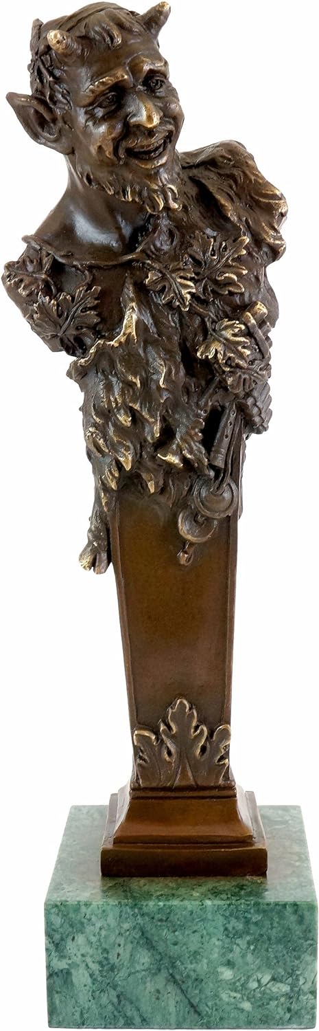 Kunst & Ambiente - Wiener Bronze Figur - Faun Büste/Teufel/Satyr - Bergmann Stempel - Bronzefigur -