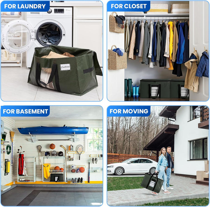 TAILI Umzugstasche extra gross,6 PCS grün Aufbewahrungstasche mit Griffe & Deckel Sichtfenster Aufbe