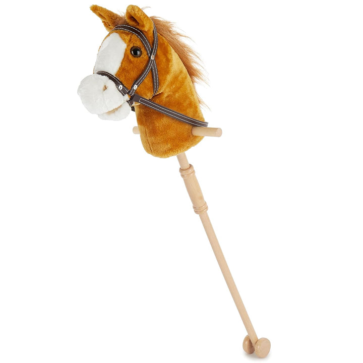 Bieco Steckenpferd Kinder Brownie | ca. 100 cm | Top Qualität | Holzpferd Draussen & Drinnen | Plüsc