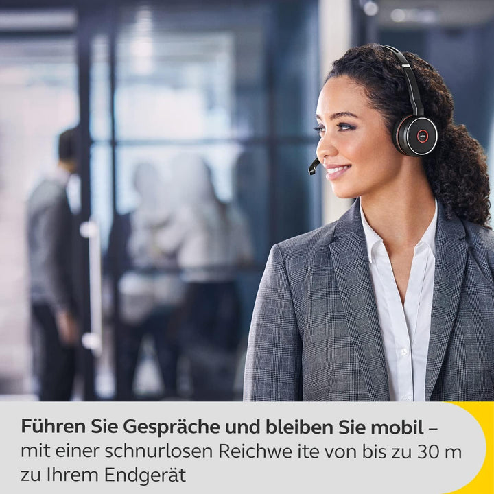 Jabra Evolve 75 SE Schnurloses Stereo-Headset - Bluetooth-Headset mit Mikrofon mit ANC und Ladestati