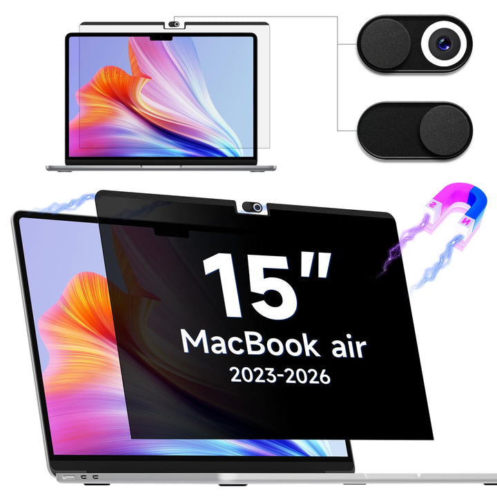 Magnetischer Blickschutzfolie für MacBook Air 15 Zoll 2023-M2 A2941, Abnehmbar Anti Glare Blaulicht