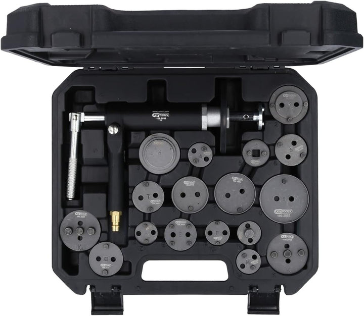 KS Tools 150.2000 Druckluftspindel-Bremskolbenwerkzeug-Satz, 18-tlg.