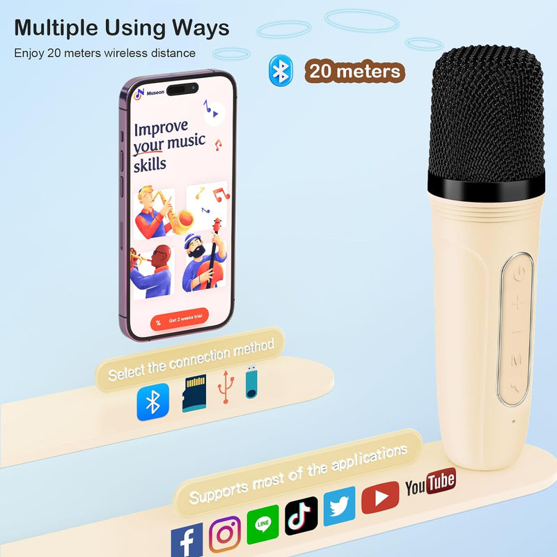 JYX Karaoke Maschine für Kinder & Erwachsene, Mini Karaoke Anlage mit 2 Mikrofonen, Bluetooth Karaok