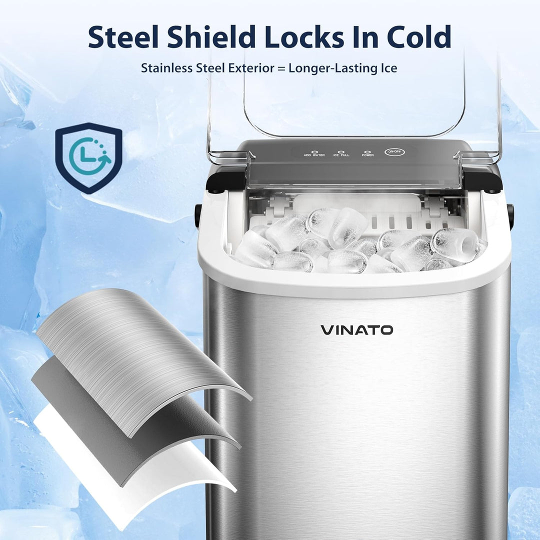 VINATO Eiswürfelmaschine Klein, 9 Eiswürfel in Nur 6-8 Minuten Eiswürfelmaschine, Tragbar Ice Cube M