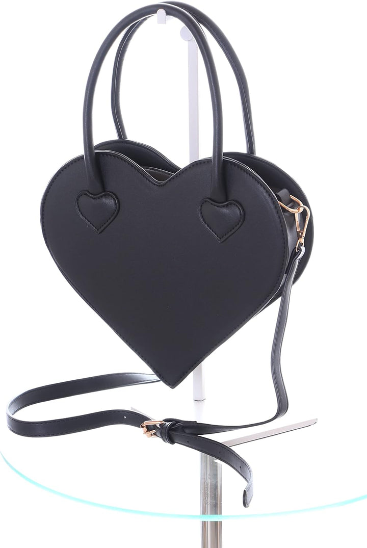 Kawaii-Story LB-6052 Herz Form schwarz Gothik Lolita Punk Harajuku Damen Umhänge Henkel Tasche PU