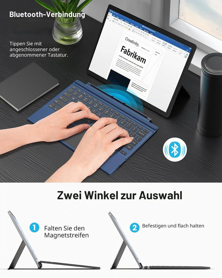 MoKo für Surface Pro 7 Tastatur mit Touchpad, Kompatibel mit Surface Pro 7+/7/6/5/4/3, 7-Farbiger Hi