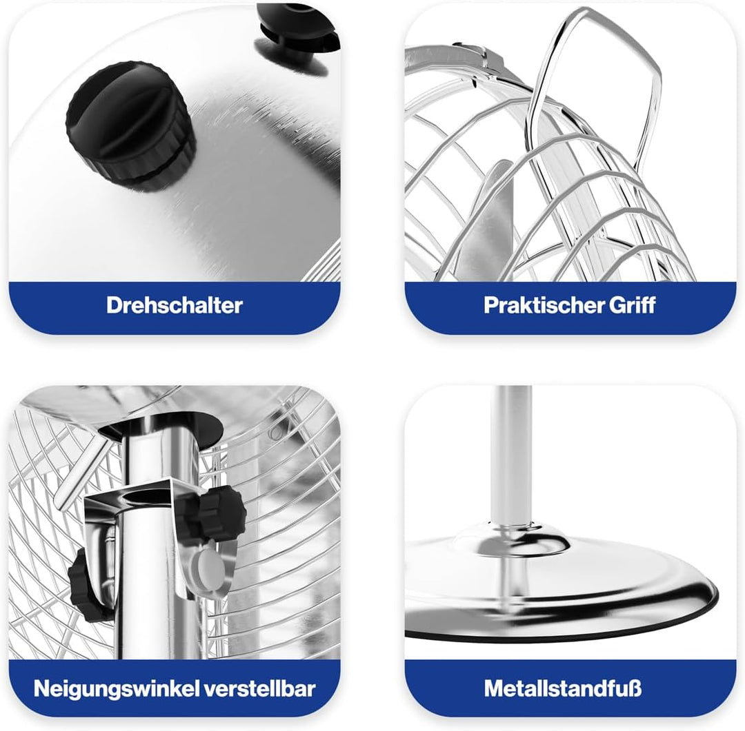 ProfiCare Standventilator leise PC-VL 3064 MS oszillierender Fan, Metall-Stand-Ventilator Ø ca. 40cm
