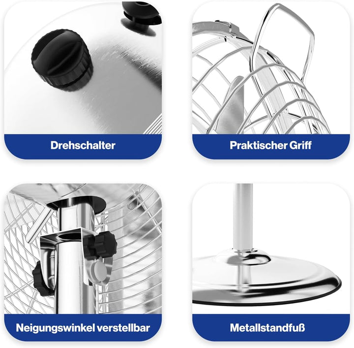 ProfiCare Standventilator leise PC-VL 3064 MS oszillierender Fan, Metall-Stand-Ventilator Ø ca. 40cm