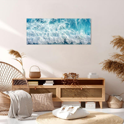 Wandbilder Dekoration Wohnzimmer Meer Welle Ozean Panorama Bilder auf Leinwand 120x50cm Leinwandbild