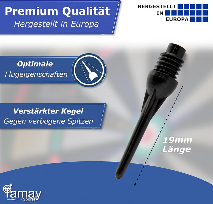 Tamay Dartspitzen Kunststoff 1000 Stück Premium Softdart Spitzen I Short Tip I 2BA Gewinde I Dartpfe