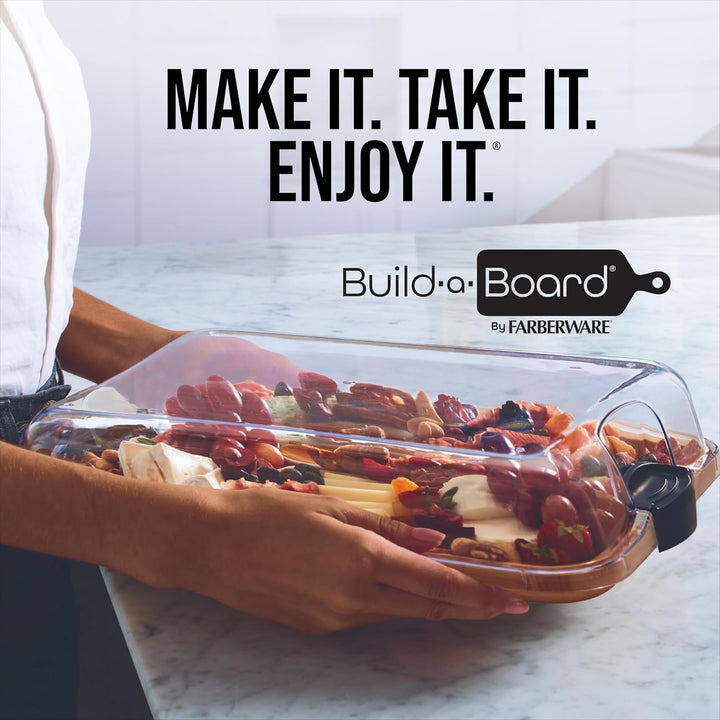 Farberware Build-a-Board Schneidebrett mit Fächern und transparentem Verschlussdeckel, für Aufschnit