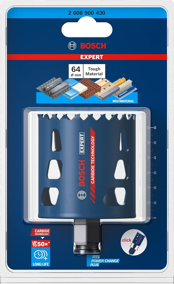 Bosch Accessories 1x Expert Tough Material Lochsäge (für Holz mit Metall, Ø 64 mm, Zubehör Schlagboh