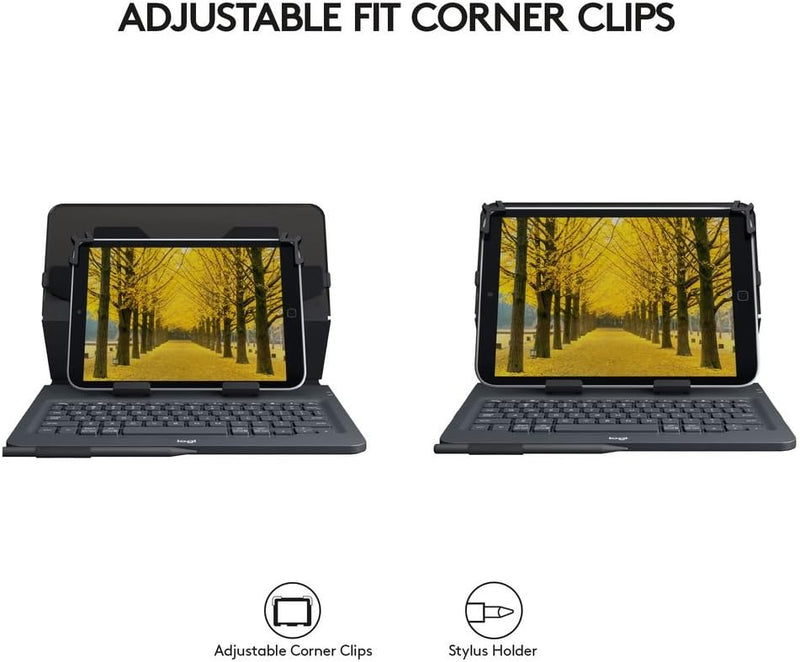 Logitech Universal Folio Tablet-Hülle mit Kabelloser Tastatur, Bluetooth, 2-Jahre Batterielaufzeit,