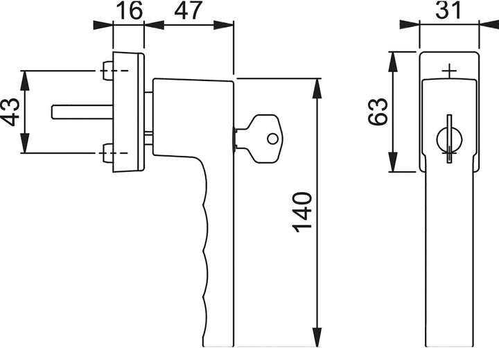 HOPPE Fenstergriff TOULON - Sperrzylinder, VK 7 x 32 - 42 mm, Alu silber silber eloxiert, silber elo
