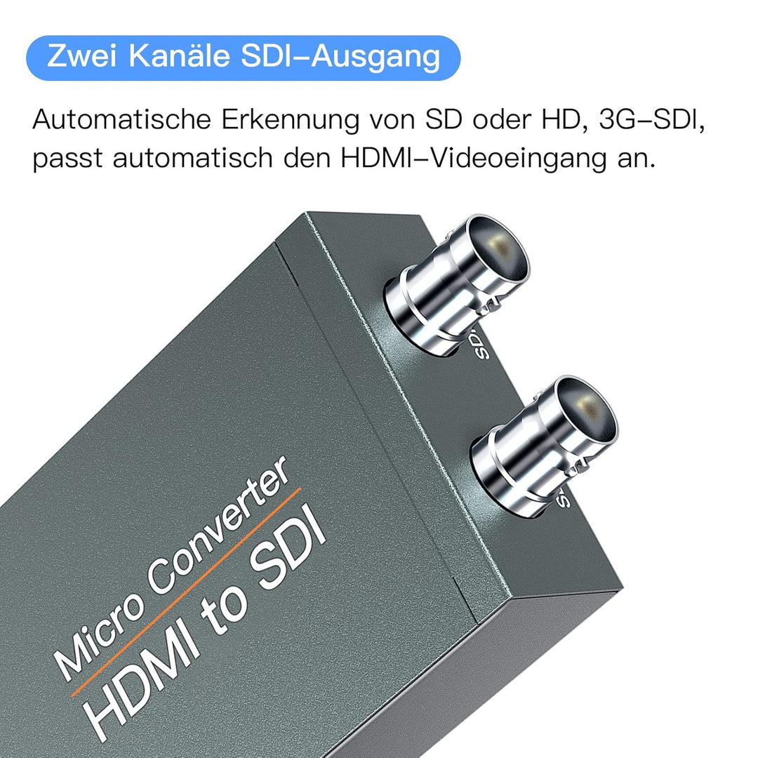 SHUITING HDMI zu SDI Konverter, HDMI auf 3G-SDI/HD-SDI, Audio Embedder 2 Wege SDI Konverter Dual SDI