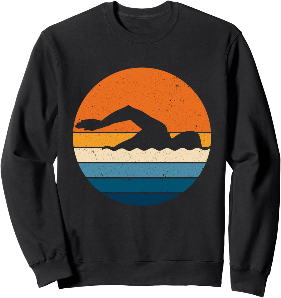 Schwimmen Sport Retro Vintage Sunset Swimmer Sweatshirt