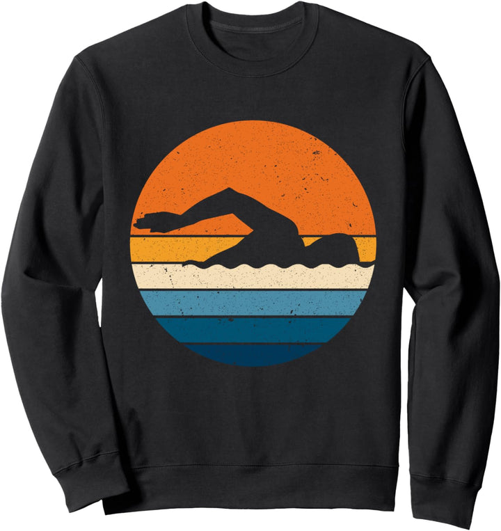 Schwimmen Sport Retro Vintage Sunset Swimmer Sweatshirt
