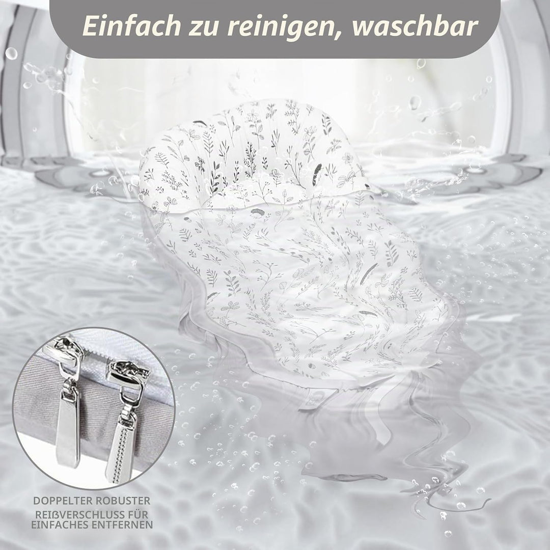 EAQ Babynest Nestchen Baby Weiches Atmungsaktives baby bett Blätter Hellgrau, Blätter Hellgrau