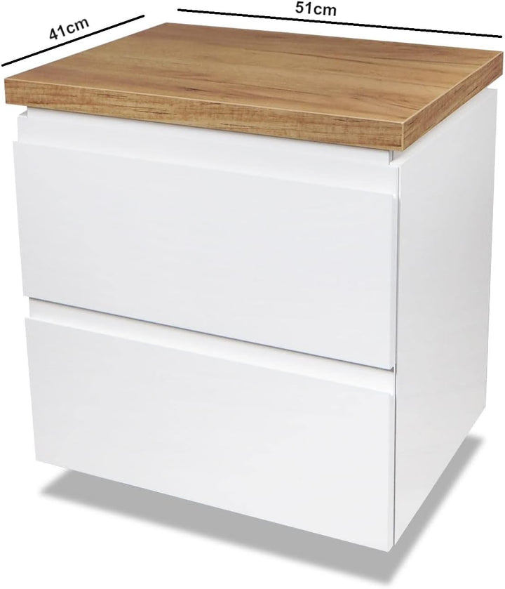 VBChome Badmöbel 50x40 cm Weiss Aufsatzwaschbecken ohne Hahnloch 46x33 cm Aufsatzwaschtisch Waschbec