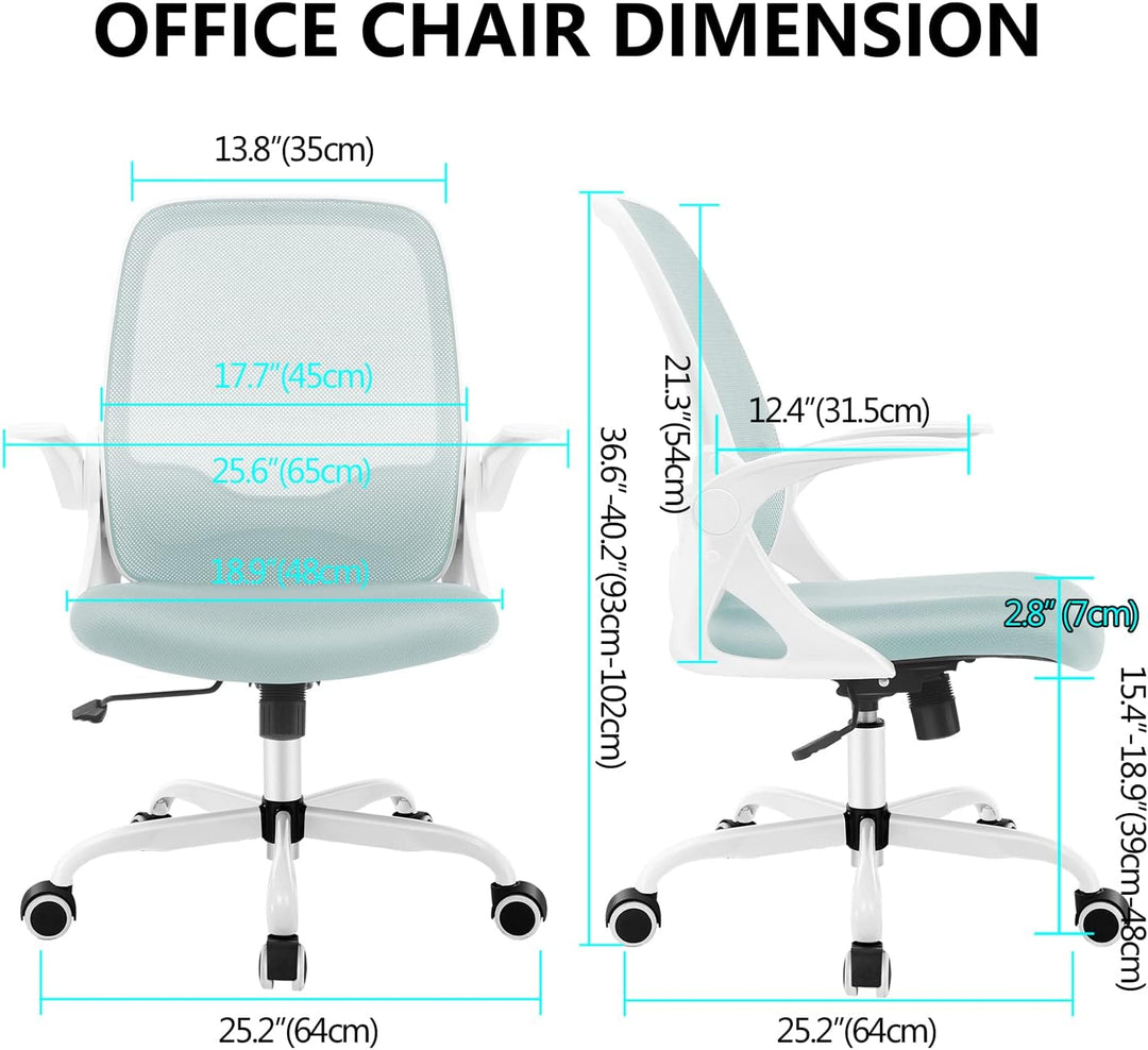 KERDOM Bürostuhl, Ergonomischer Schreibtischstuhl mit klappbarer Armlehnen, Mesh Computerstuhl Arbei