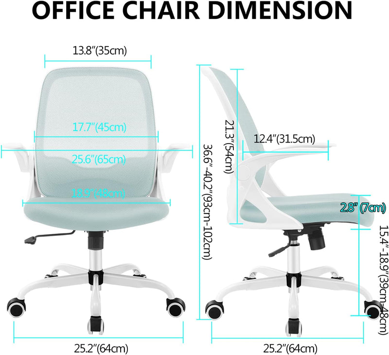 KERDOM Bürostuhl, Ergonomischer Schreibtischstuhl mit klappbarer Armlehnen, Mesh Computerstuhl Arbei