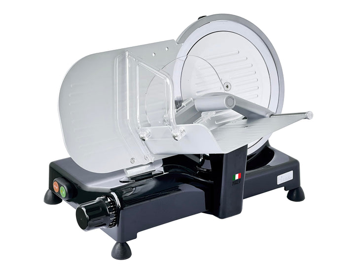 BIKITCHEN AS 2500 Profi Aufschnittmaschine 25 cm, abnehmbare Schleifvorrichtung, schwarz, Schwarz