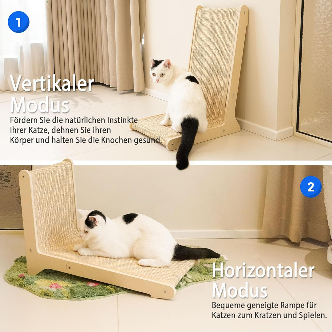 PETKARAY 105° Sisal Katzenkratzer, Sisal Kratzpad für Indoor Katzen, L Form Kätzchen Kratzbrett, Sta