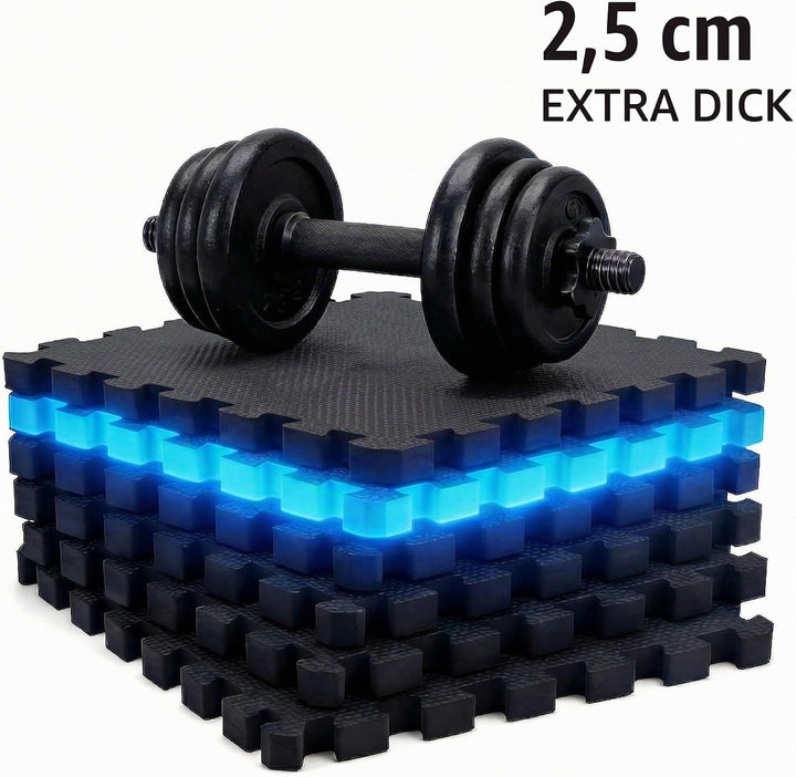 Eva Puzzlematte 2,5cm extra dick – 150% mehr Schutz – Fitnessmatte Bodenschutzmatte rutschfest – 32x