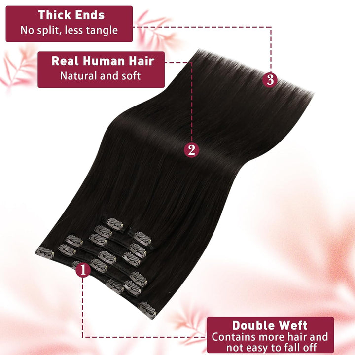 Vivien Echthaar Extensions Clip Braun Echthaar Clip in Extensions Remy Echthaar Clip in Extensions H