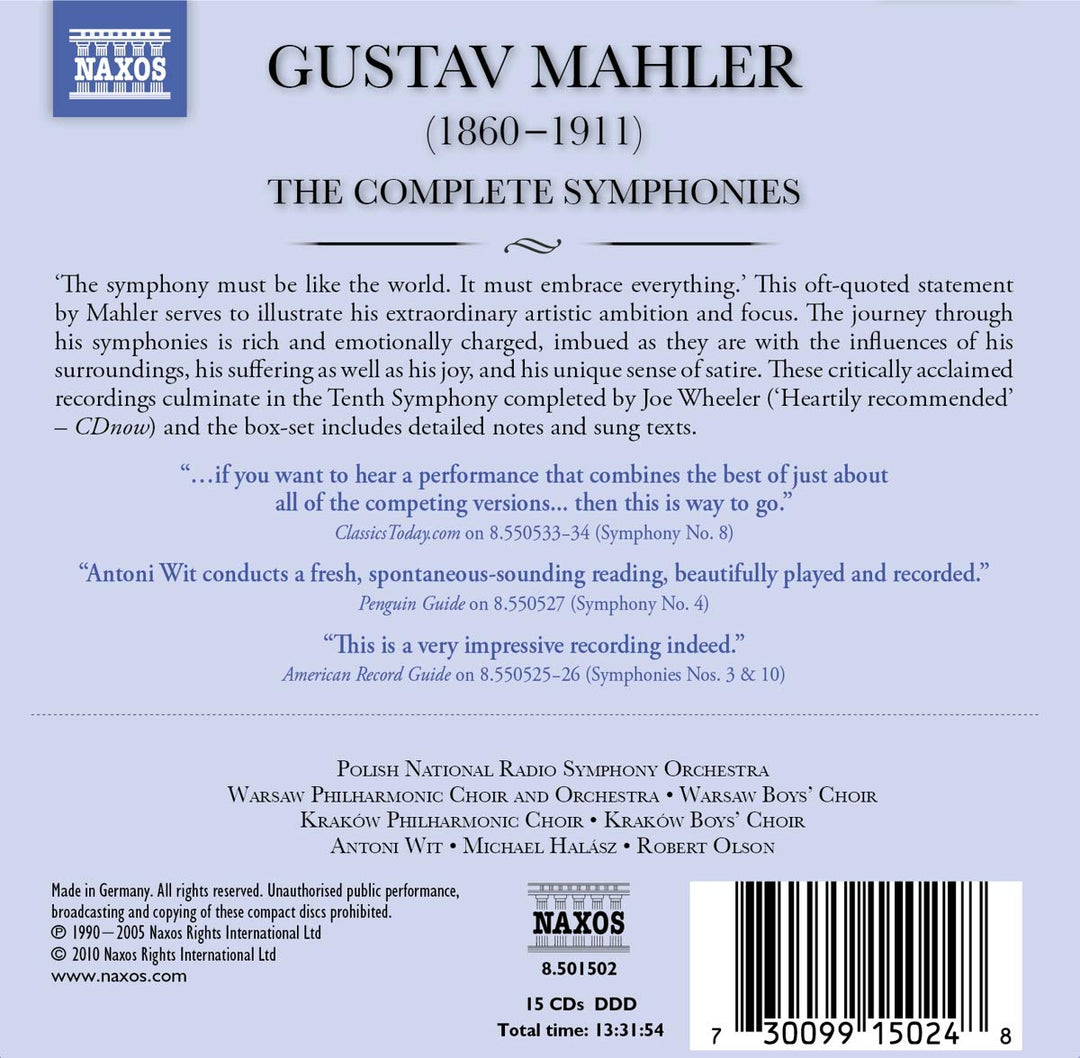 Mahler: Komplette Symphonien, Audio-CD